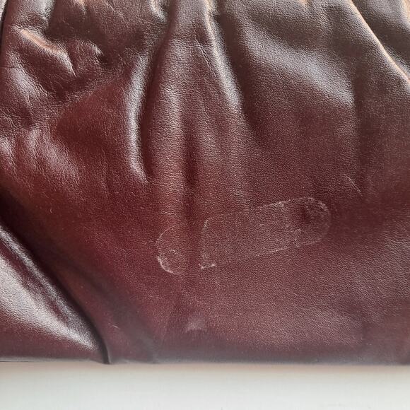 Vintage Burgundy Leather Clutch Purse with 14" Chain Strap (Small) - Picture 8 of 8